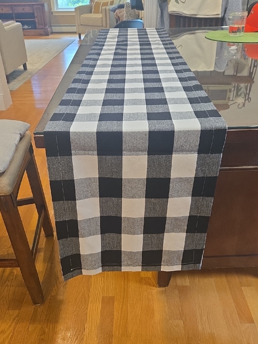 Black White Checker Box FARMHOUSE Table RUNNER